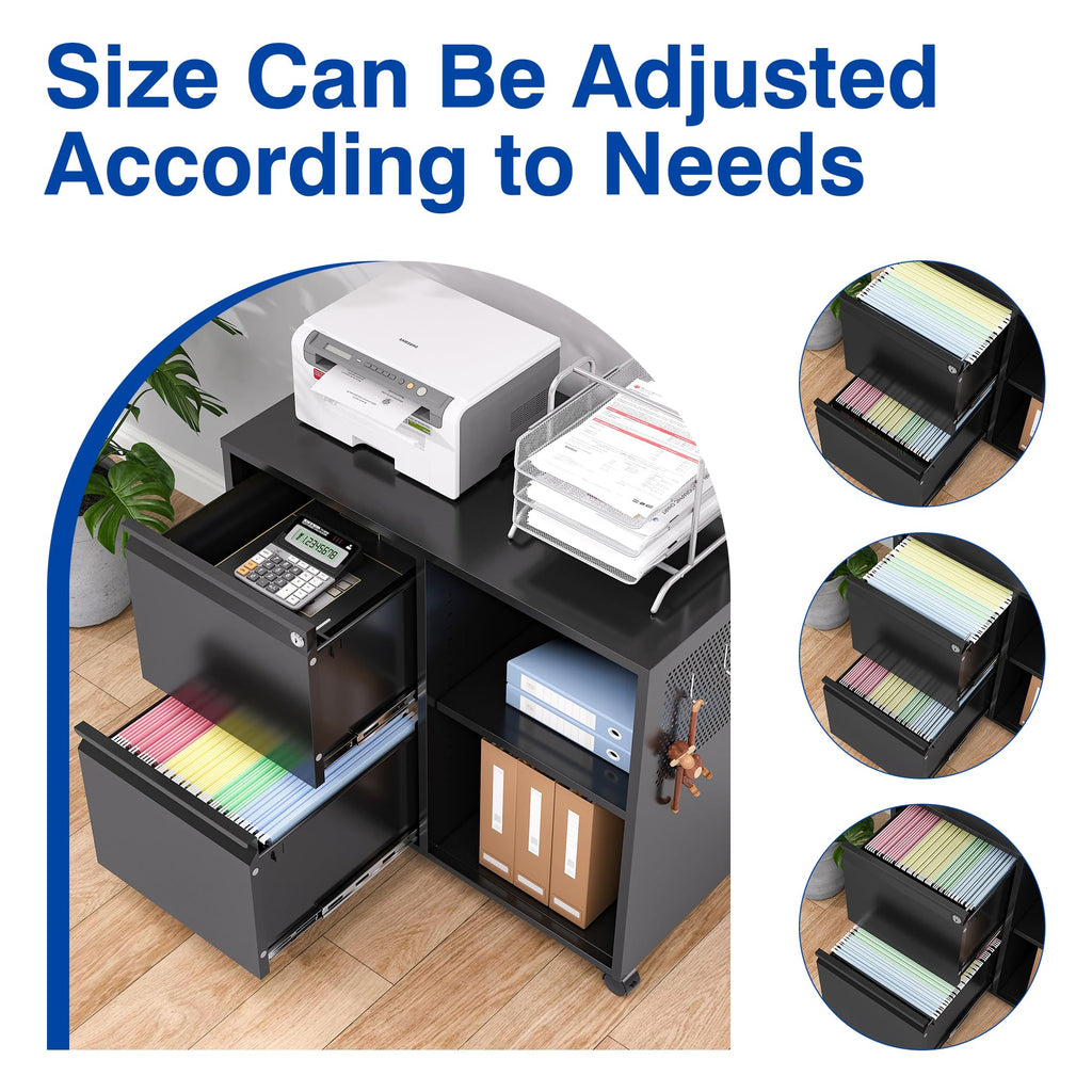 Black 2-Drawer Mobile File Cabinet with Lock M88537