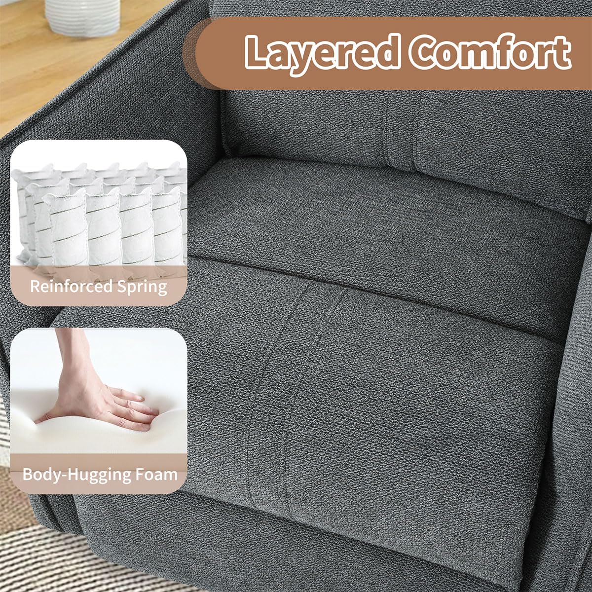 Power Swivel Rocker Recliner Chair with USB, Dark Gray D43424