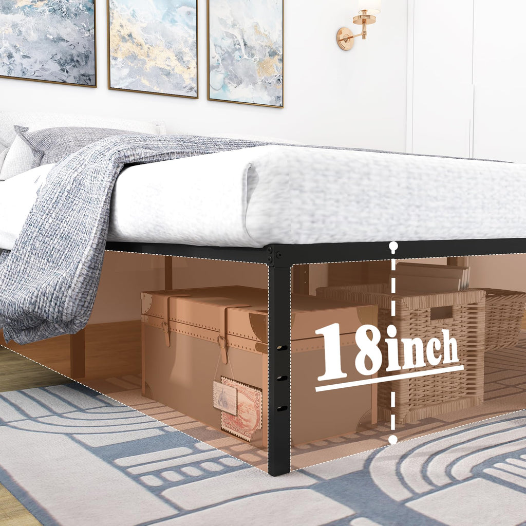 King Size Black Metal Bed Frame with Underbed Storage K8799