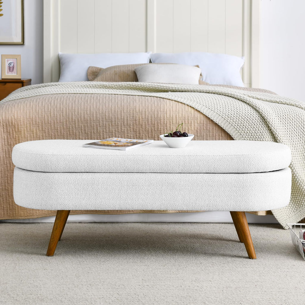 Oval Storage Bench with Rubber Wood Legs O2321