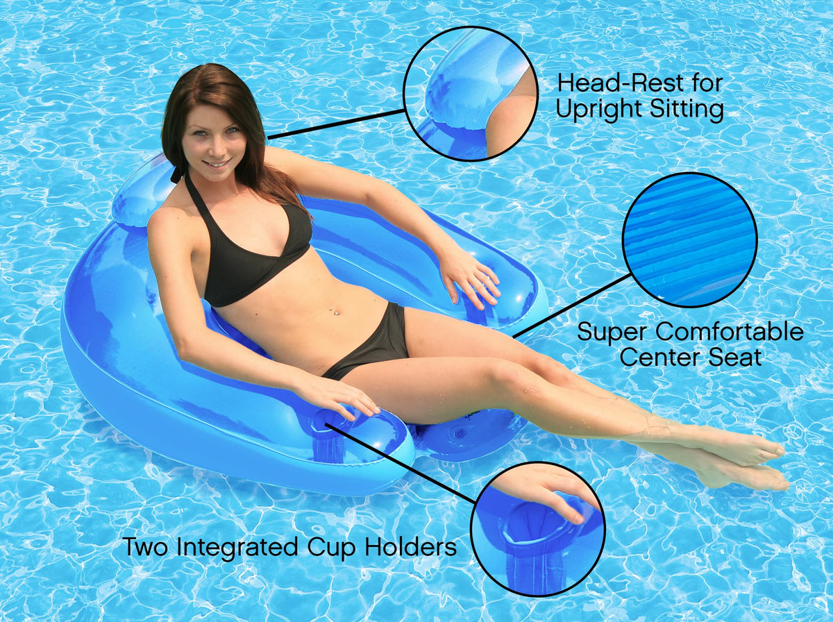 Inflatable Pool Float Lounge Chair with Cup Holders U7293