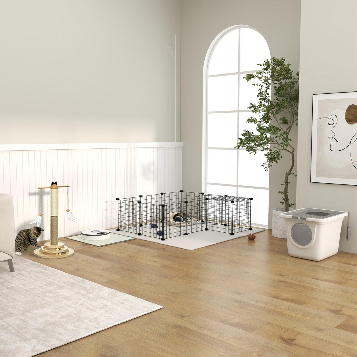 Covered Cat Litter Box with Scoop, White U45579