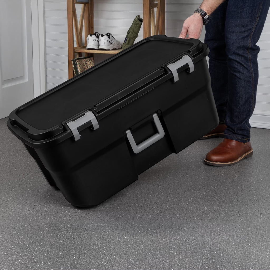 Black 22 Gal Lockable Storage Chest with Wheels V6643