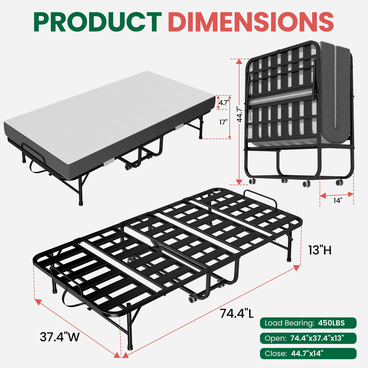 75"x38" Folding Bed U170