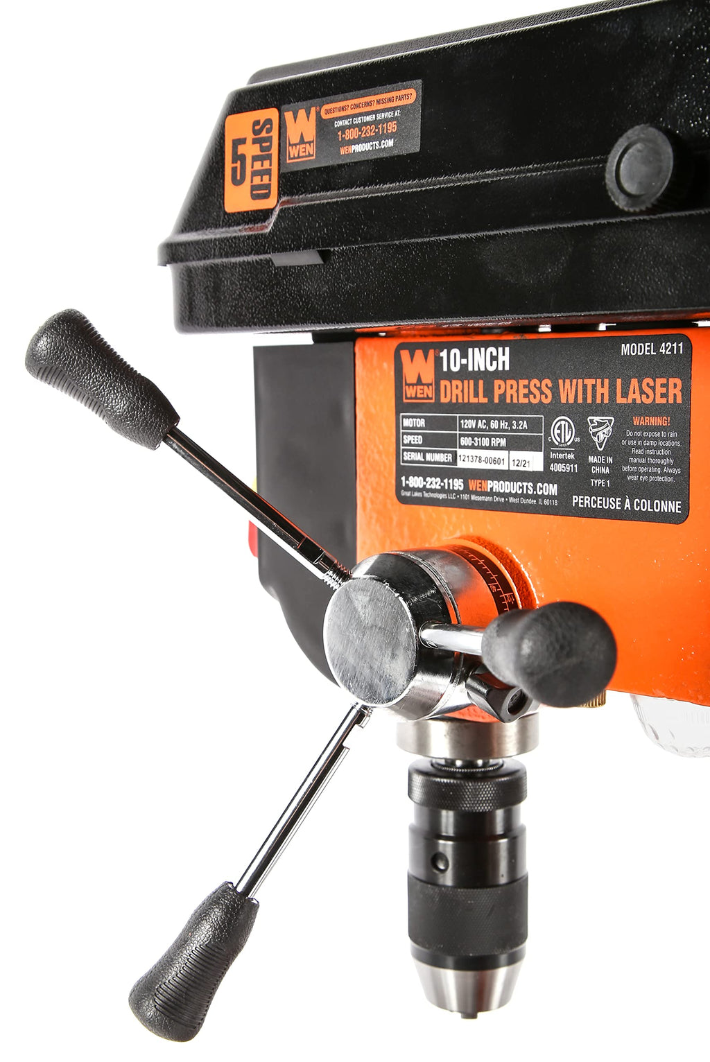 10-Inch 5-Speed Cast Iron Benchtop Drill Press D845098