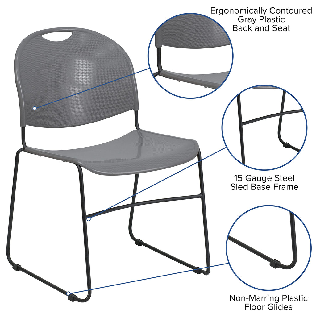 Gray 4 Pack Stack Chair with Black Frame N123