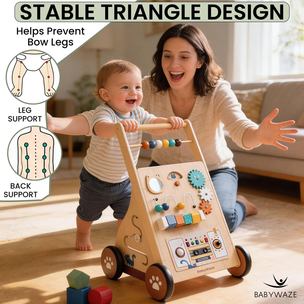 Wooden Baby Walker with Wheels W9232