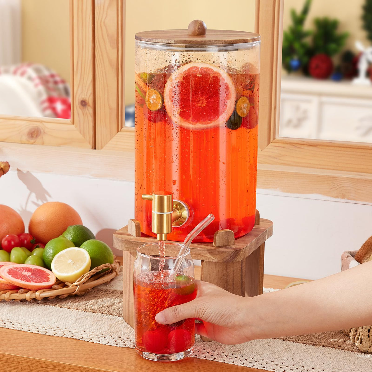 Glass Drink Dispenser with Stand U998