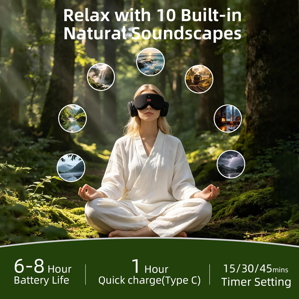 Bluetooth Sleep Mask, White Noise Headphones, 100% Blackout Q90123