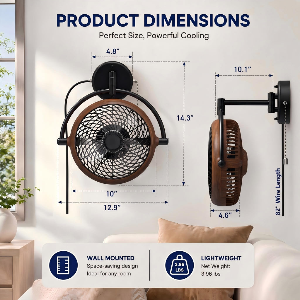 10 Inch Oscillating Wall Mount Fan U616