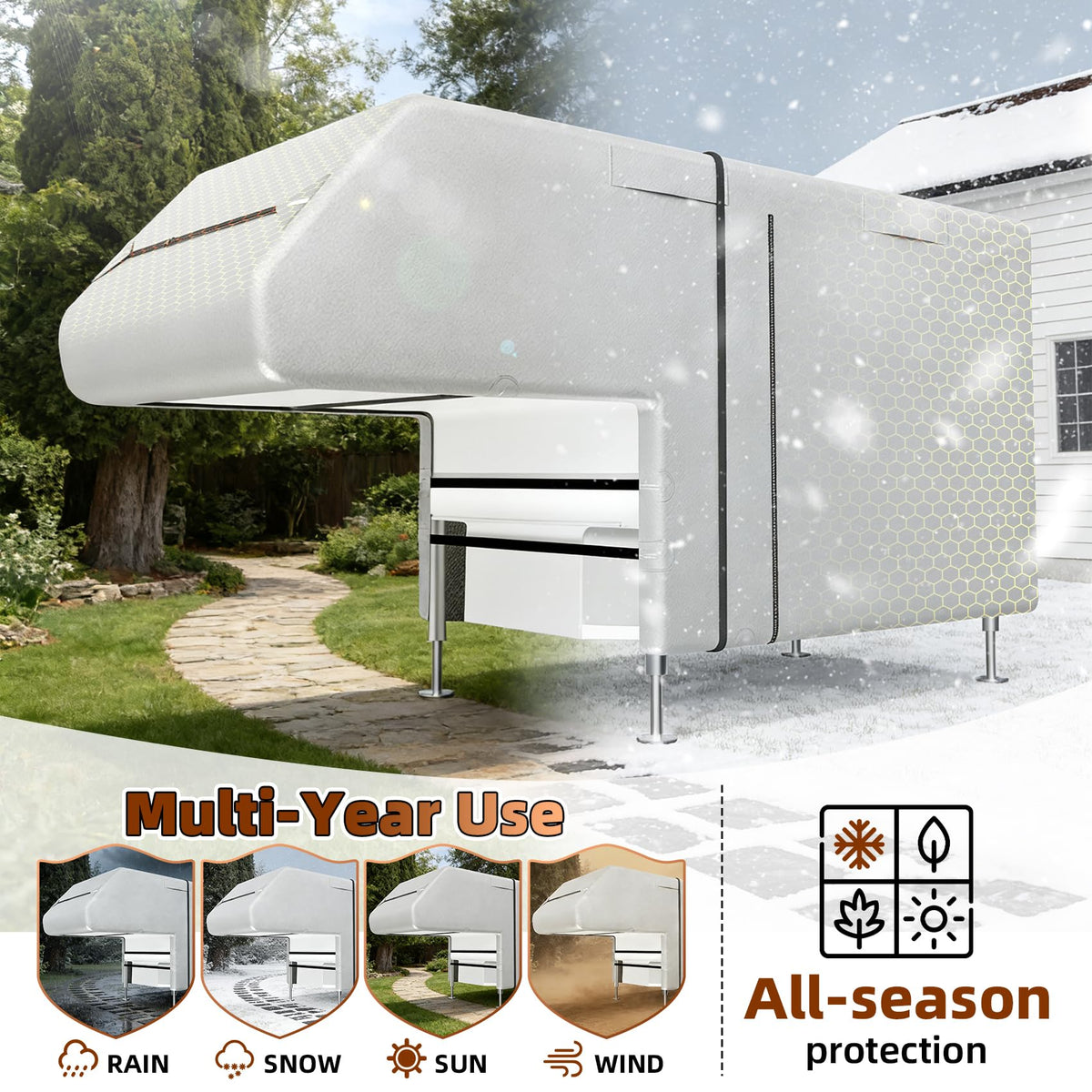 10-12ft Truck Camper Cover 300D Oxford S506