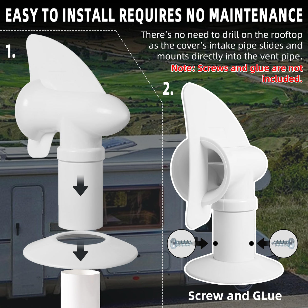 White RV Rotating Sewer Plumbing Vent Cover X86821