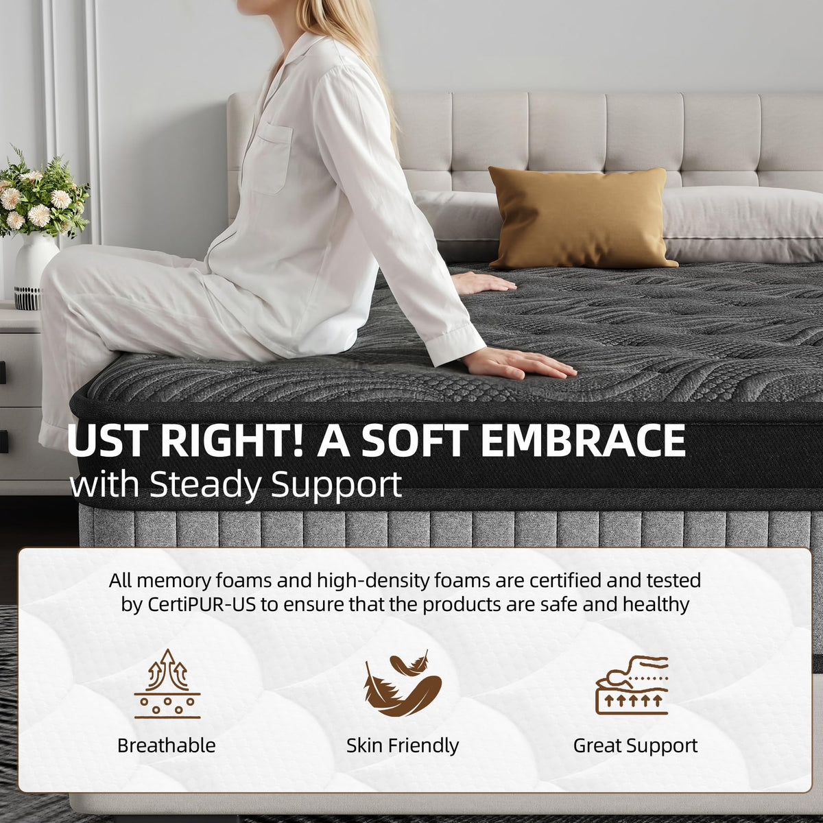 12 Inch Medium Firm Hybrid Mattress with Pocket Spring and Memory Foam C17551