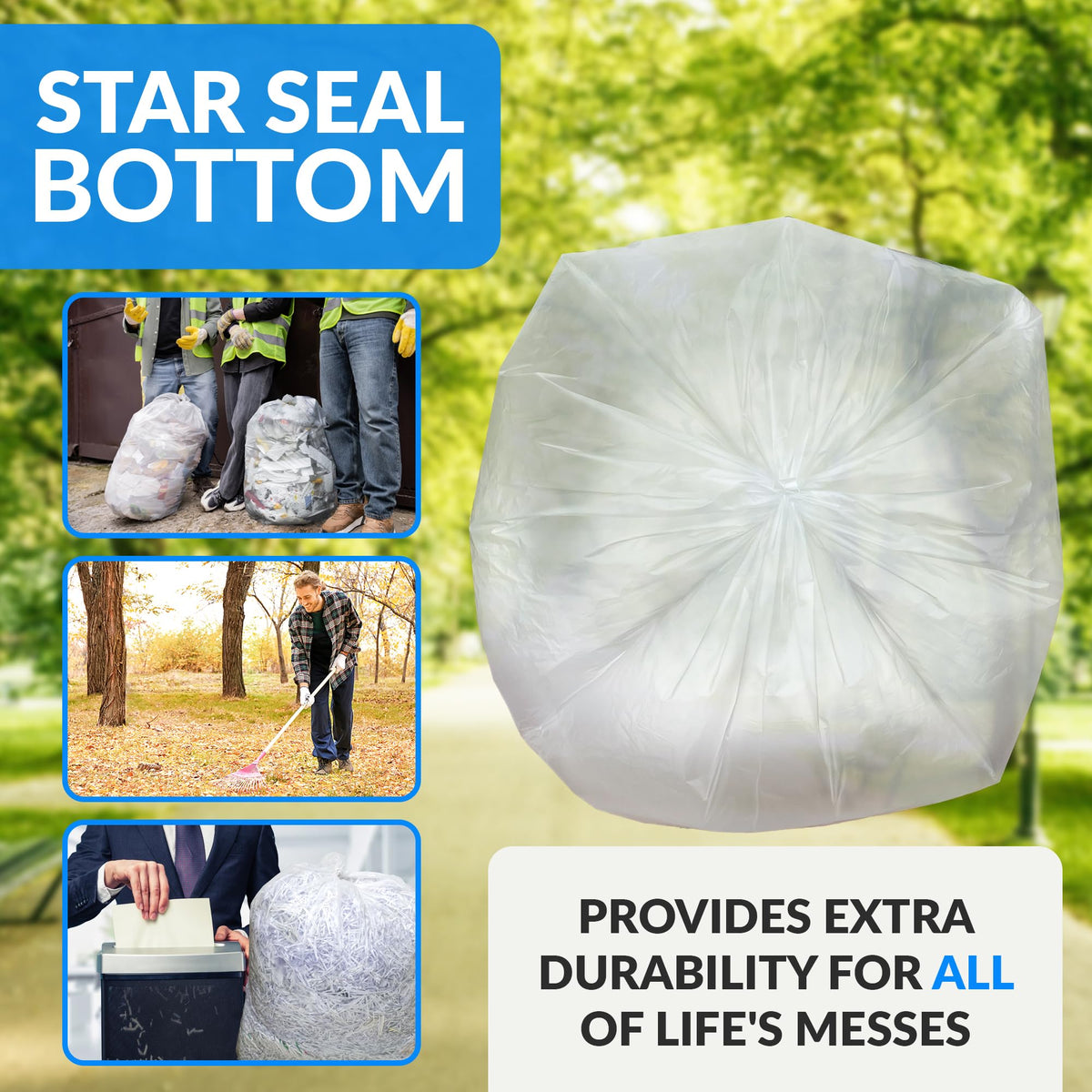 Clear Trash Bags with Twist Ties 250 Count Heavy Duty L7618