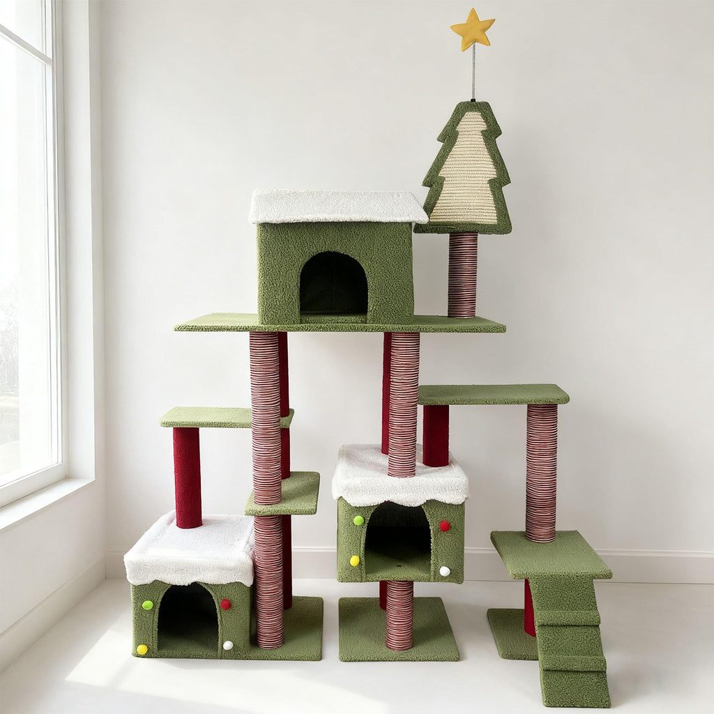 70 Inch Cat Tree with 3 Condos & Climbing Ladder F102239