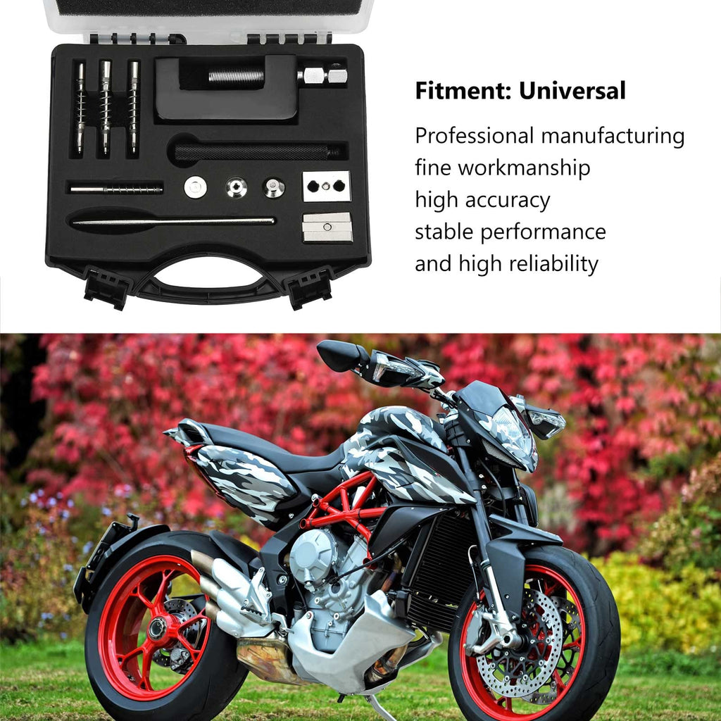 12 Pc Universal Motorcycle Chain Riveting Tool Set with Storage Box V8693