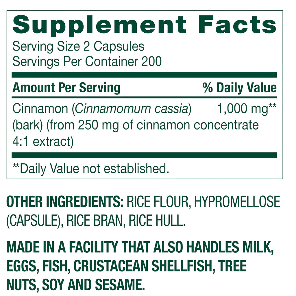 Cinnamon Extract Capsules 400 Count N31876