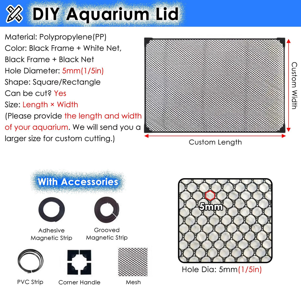 Fish Tank Top Cover Anti-Jumping Net with Magnetic Edges E39372