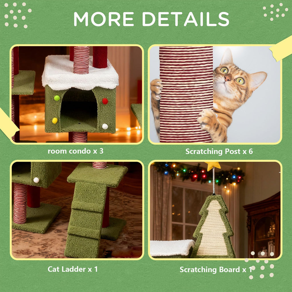 70 Inch Cat Tree with 3 Condos & Climbing Ladder F102239