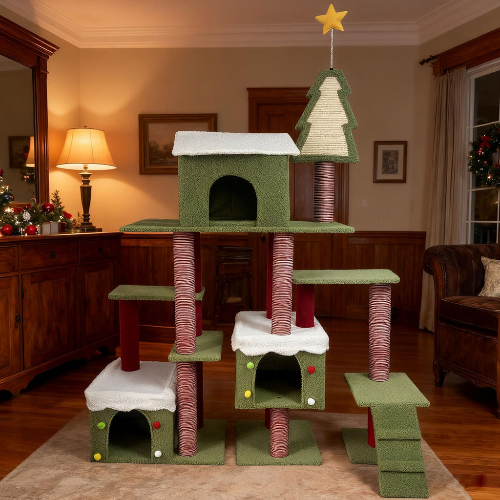 70 Inch Cat Tree with 3 Condos & Climbing Ladder F102239
