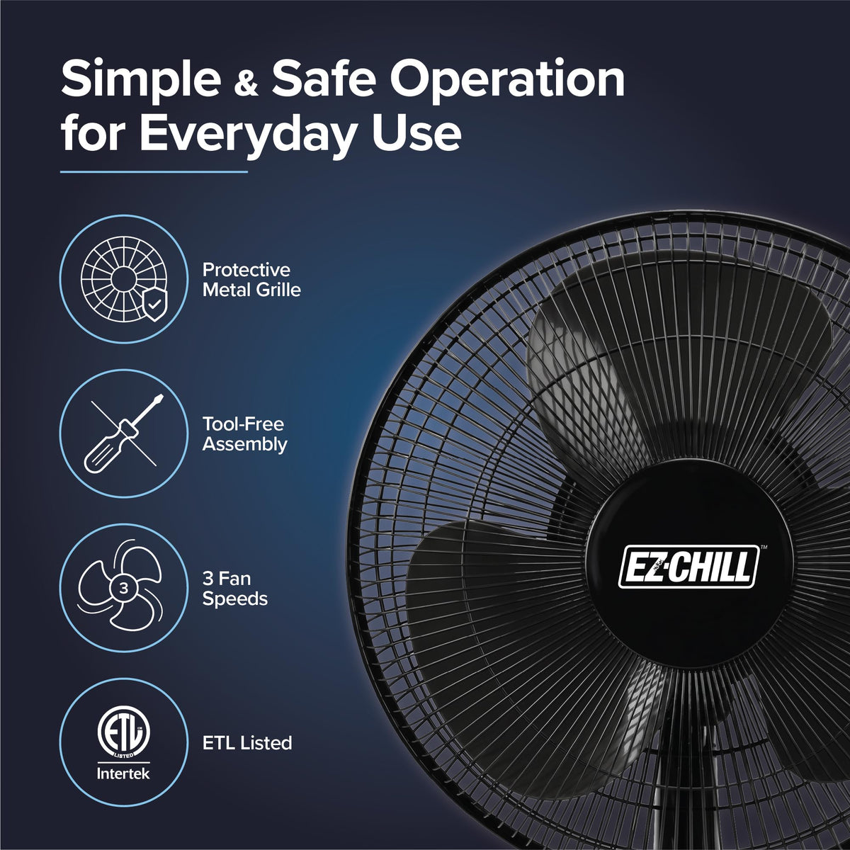 16" 3-Speed Oscillating Table Fan Black A1498