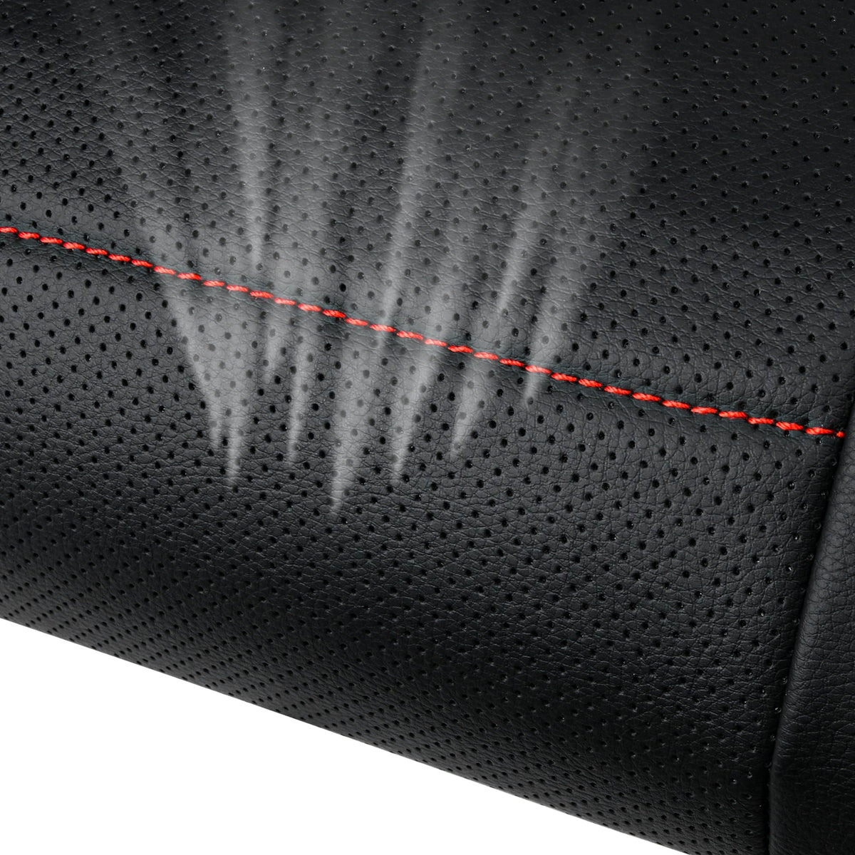 Black Red Faux Leather Front Seat Covers P9498