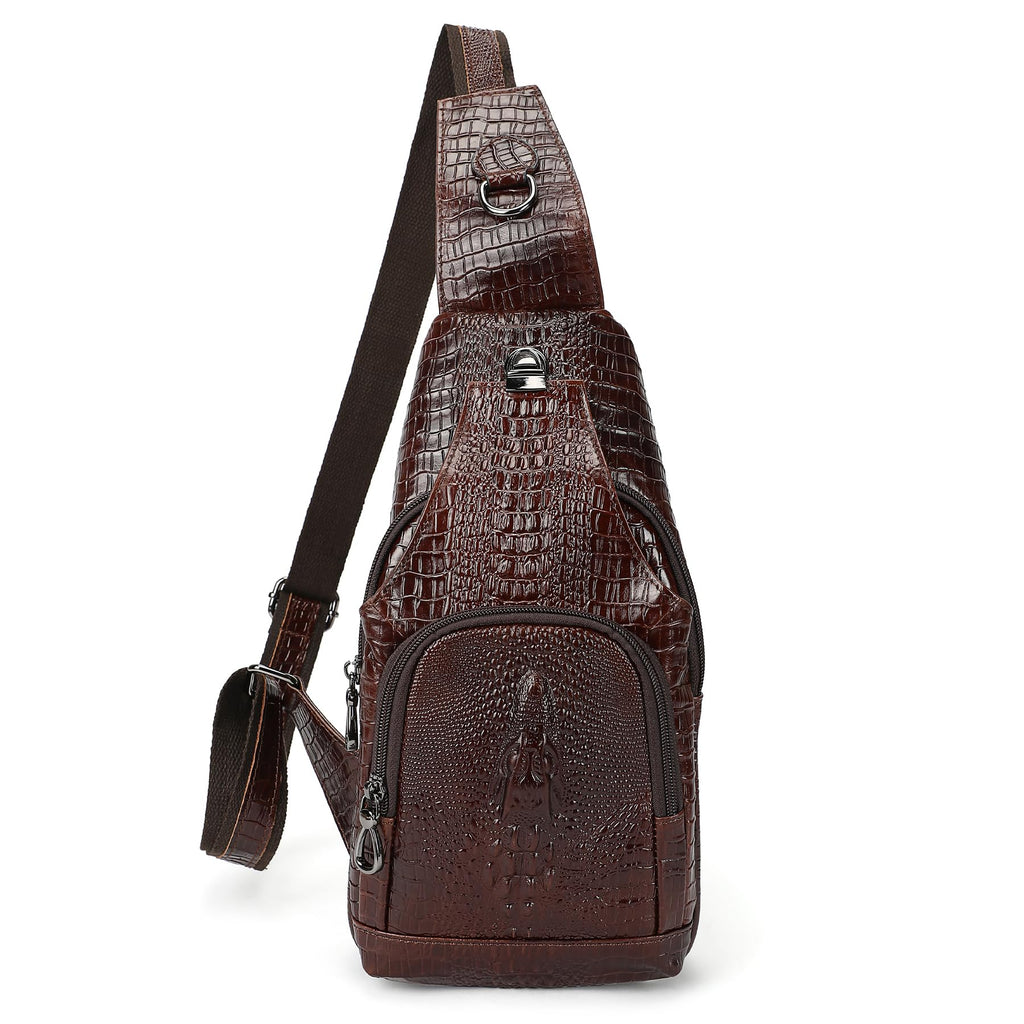 Crocodile Leather Sling Bag with Leather Strap O8337