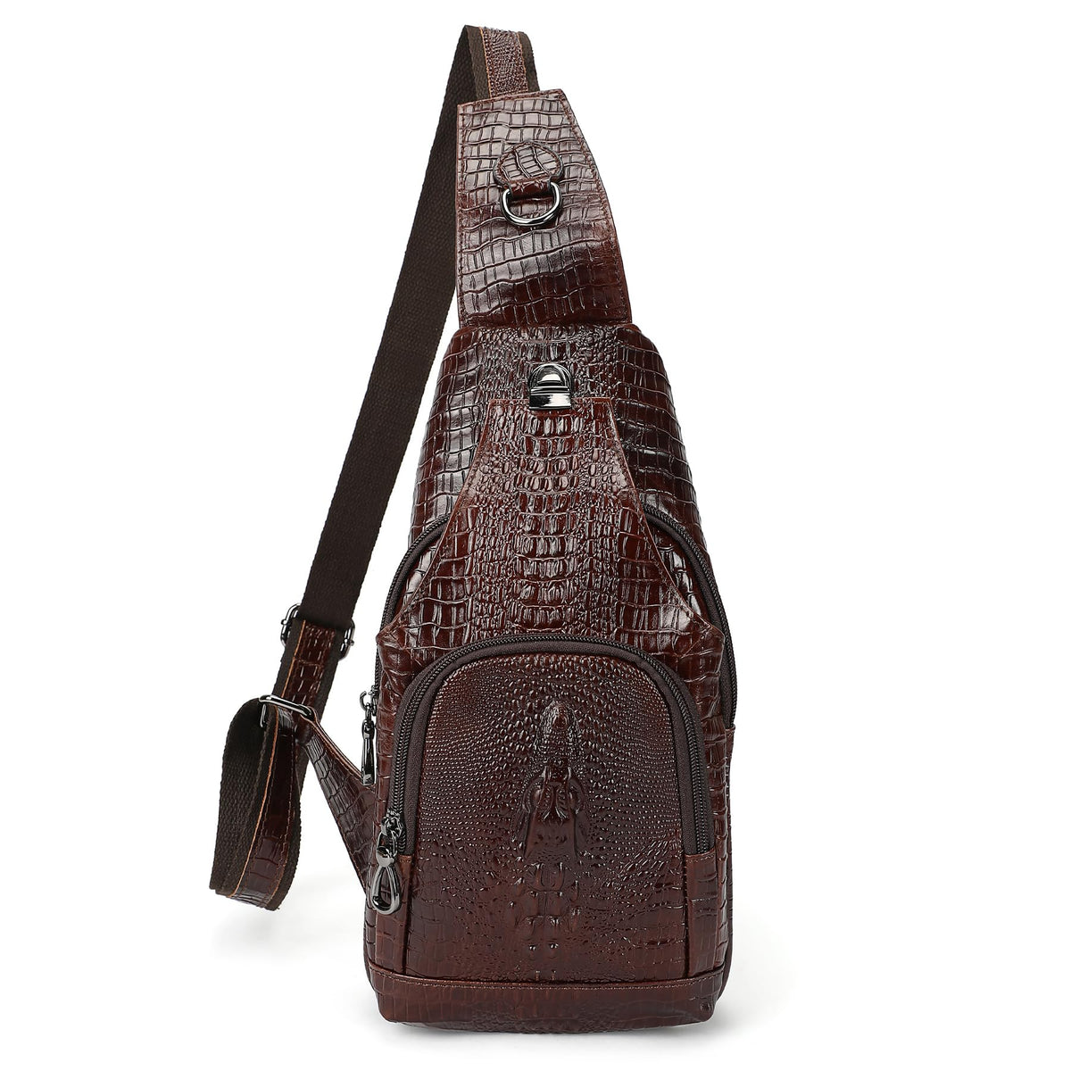 Crocodile Leather Sling Bag with Leather Strap O8337
