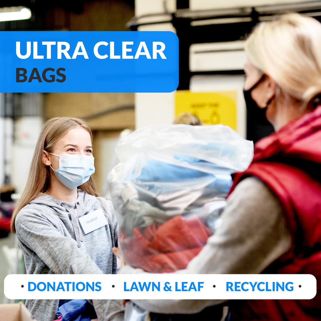 Clear Trash Bags with Twist Ties 250 Count Heavy Duty L7618