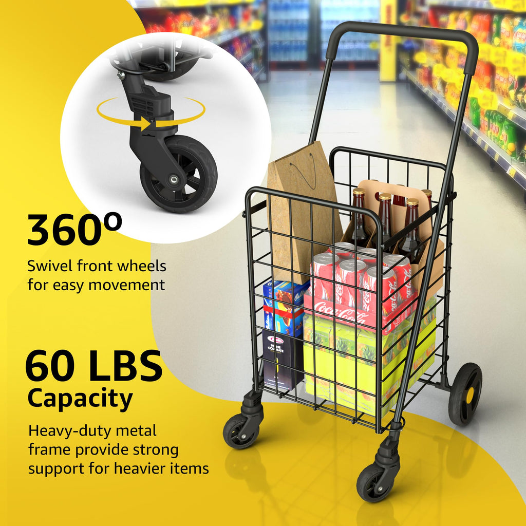 Black Foldable Lightweight Utility Cart J5704