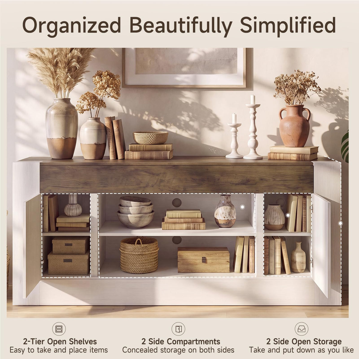 White TV Stand with Storage D22452