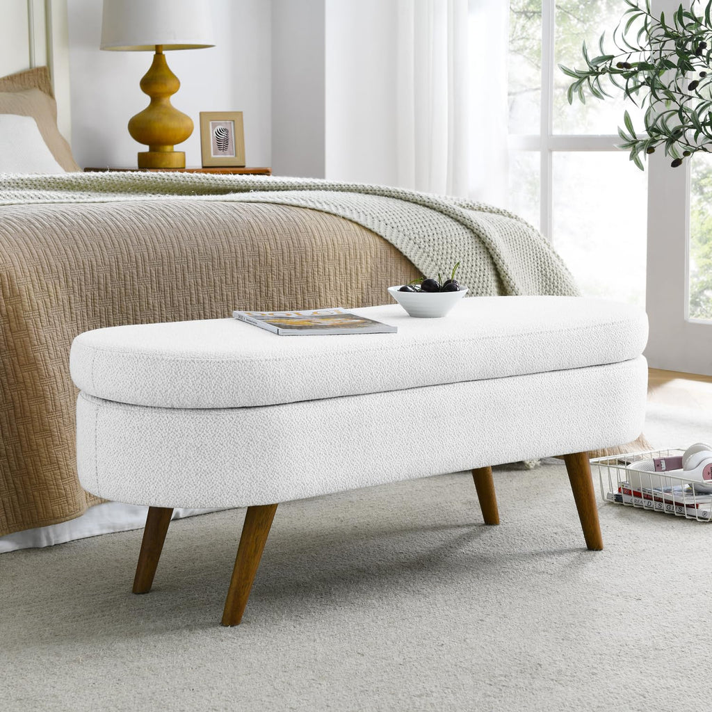 Oval Storage Bench with Rubber Wood Legs O2321