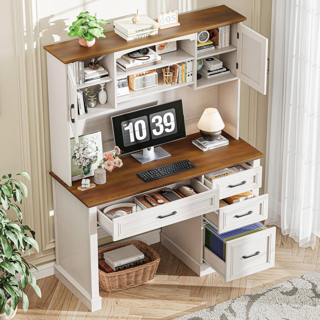 67" Executive Desk with Hutch and Charging Station K305