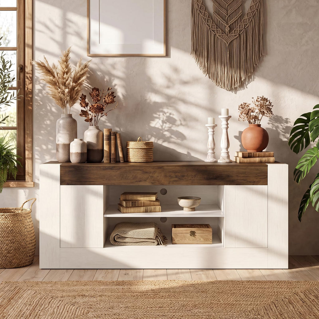 White TV Stand with Storage D22452