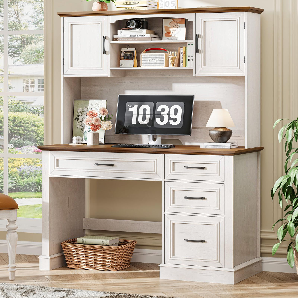 67" Executive Desk with Hutch and Charging Station K305