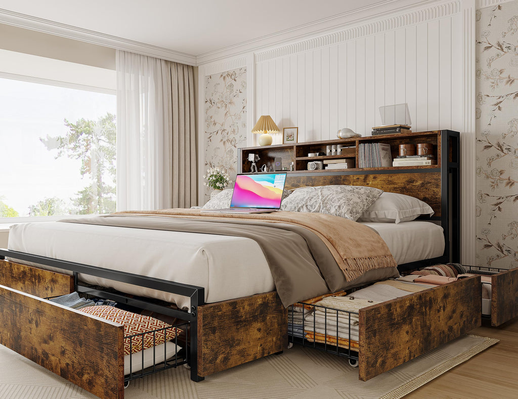 Queen Bed Frame with 6 Storage Drawers K52310