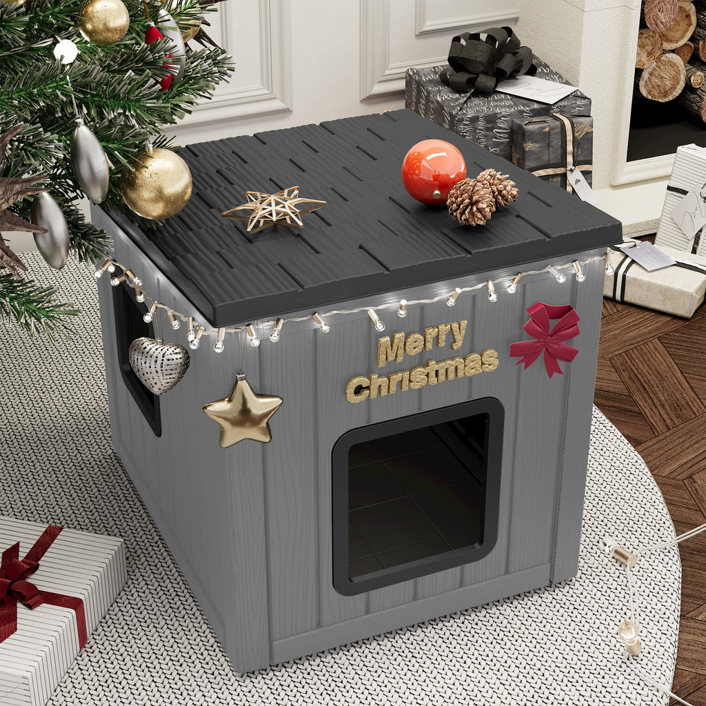 Weatherproof PP Plastic Dog House with Sloped Roof I58122