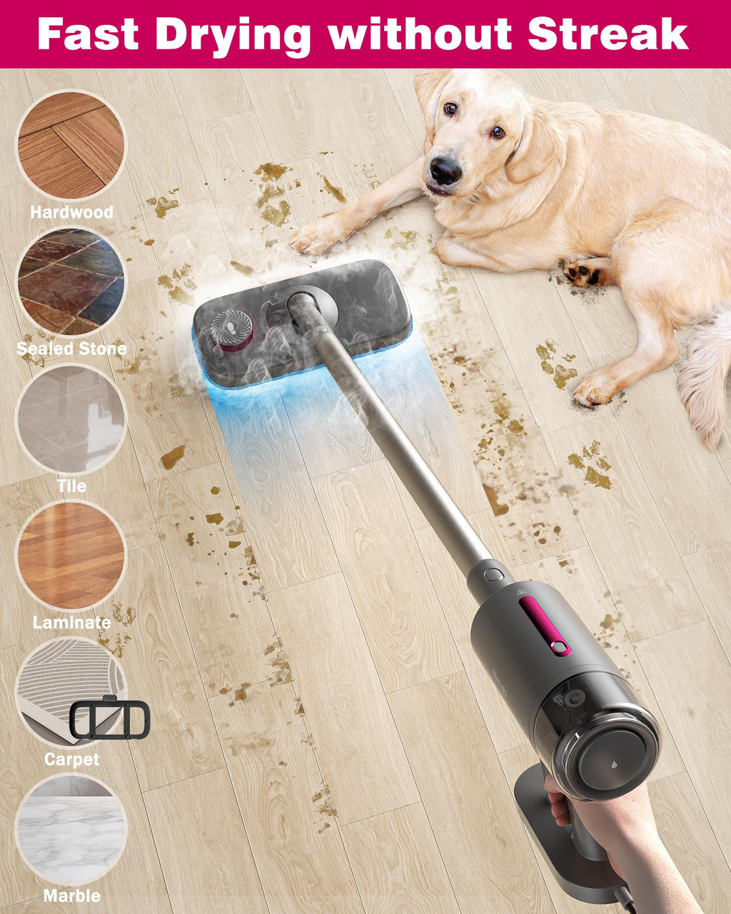 7in1 Handheld Steam Mop 1500W 23ft Cord J198