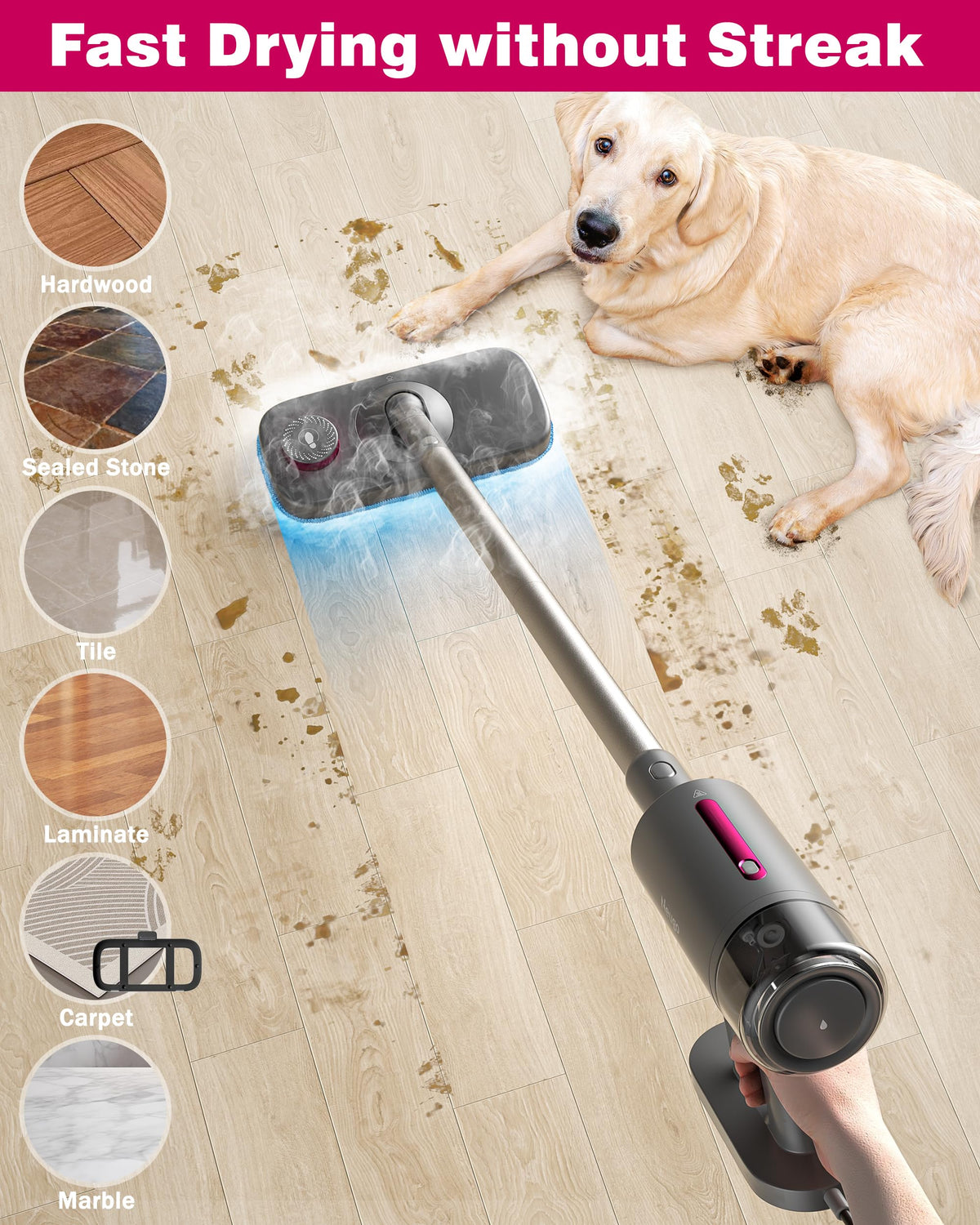 7in1 Handheld Steam Mop 1500W 23ft Cord J198