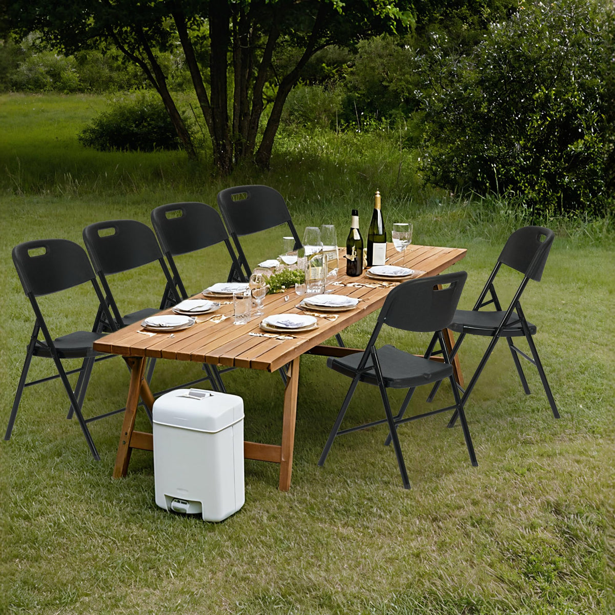 Black Plastic Folding Chair Set of 10 A141