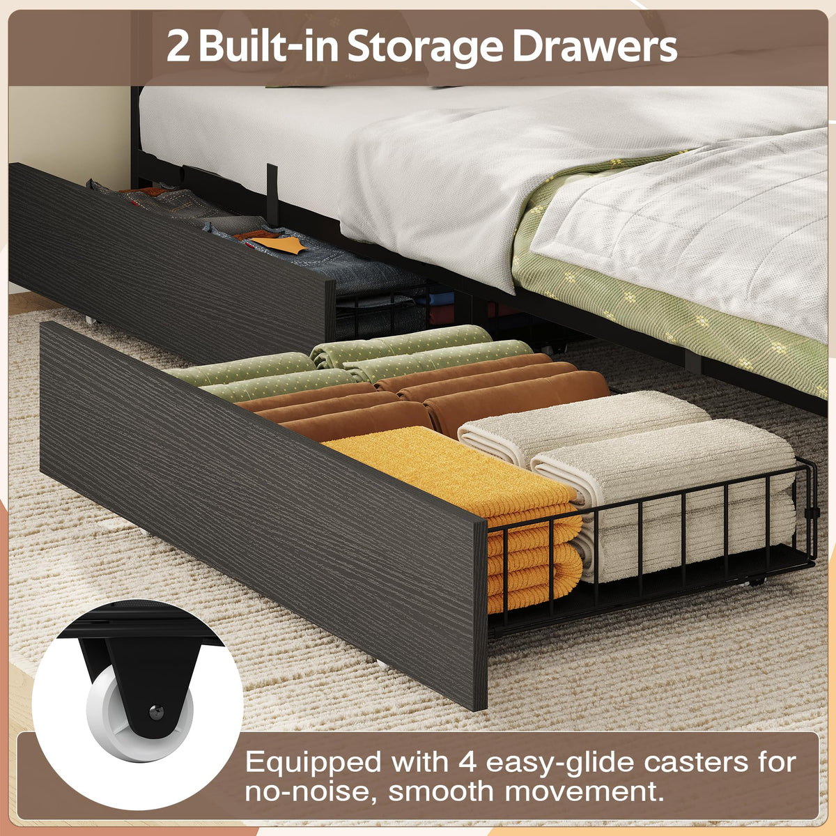 Black Corner Bed Frame Full with Storage and Desk A64169